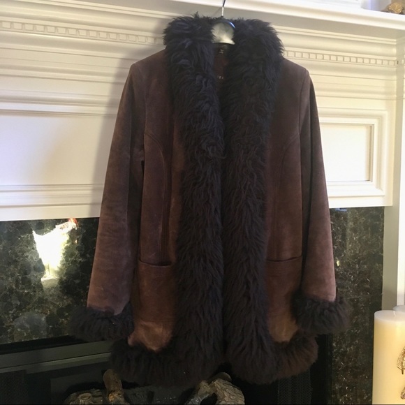 Guess 100% Lamb Fur Shearling Coat - Picture 4 of 8
